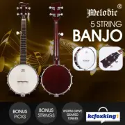 Melodic 5 String Banjo 20 Frets Banjo Music Instrument w/ String Picks for Begin