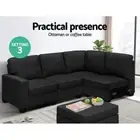 5 Seater Sofa Set Modular Design Corner Couch Set Sleeper Fabric Lounge Grey