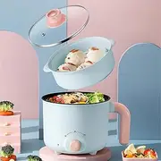 Electric Hot Pot, 1.5L Mini Multifunction Electric Cooker for Shabu-Shabu, Stir Fry, Noodles, Pasta, Nonstick Frying Pan for Sauté, Dual Power Control Ramen Cooker for Dorm and Office