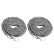 2Pcs 16.4ft Nylon Windproof Non-Slip Portable Clothesline Washing Line, Grey