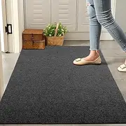 Marlow Front Door Mat, Heavy Duty Non-Slip for Entrance, Entryway Mats for Shoe Scraper, Dirt Resist Welcome Door Mats, Hallway Runner Rug, for Indoor&Outdoor Home High Traffic Area, 90cmx305cm, Grey