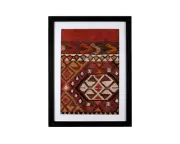 Wall Art framed 12x16 handmade Kilim textile boho hanging folk art tapestry