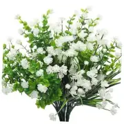 12 Bundles Artificial Flowers Outdoor, UV Resistant Faux Artificial White