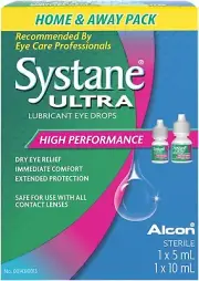 SYSTANE ULTRA Lubricant Eye Drops, Home & Away Kit , 10ml + 5ml