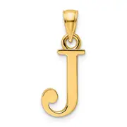 14k Yellow Gold Polished Letter J Pendant