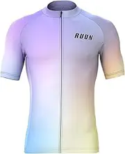 [RUUN] Men Cycling Jersey Half Sleeve Mesh and Silicone Power Band,Cycling Mesh Top,Breathable, Lightweight for Running,Gym,Workout,Hiking