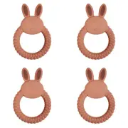 4x Urban Pink Bunny 11cm Silicone Teether Ring Baby Round Chew Teething Toy