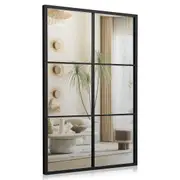 Giantex Decorative Wall Mirror Black Metal Frame Rectangular Windowpane Mirror for Bedroom Living Room