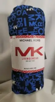 Michael Kors Lounge Pants Small Blue Knit Pant w/Jumbled Logo Print SHIPS FREE