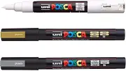 Posca PC-3M Paint Marker Pens - Glass Metal Pen - Set of White, Gold and Silver