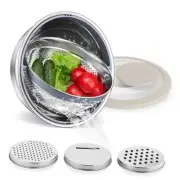 Colander with Mixing Bowl Set, 4-1 Stainless Steel Colander Strainers Khaki