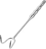BEBEMOKO Stainless Steel Meat Hook with Textured Handle Long Food Turner for Kitchen Use Heavy Duty Meat Flipper Hook for BBQ and Cooking
