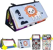 Hapavis Baby Tummy Time Toys Cloth Books with Mirror Teethers Black and White High Contrast Early Educational Toy Number Series