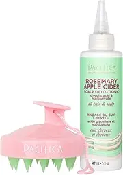 Pacifica Scalp Detox Set – Rosemary Apple Cider Tonic & Scalp Massager with Clarifying Ingredients for Dry, Flaky Scalp, Vegan & Cruelty-Free, 5 oz (Set of 2)
