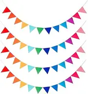 48Pcs Rainbow Pennant Banner, BetterJonny 4 Pack Felt Fabric Flags Pennant Banners Triangle Flag for Party Wedding Christmas Birthday Bedroom Decoration