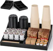 Wooden Coffee Bar Organizer for Home & Office - 9 Compartment Tray