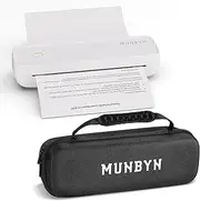 MUNBYN Portable Printers Wireless for Travel ITP04 with Carry Case, Portable Printer Bluetooth, Support 8.5 x 11 & A4 Thermal Paper, Compatible with Android, iOS & Laptop, Inkless Printer (White)