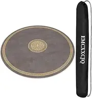 Mahjong Mat ﻿ Circle Mahjong Table Mat Lock Edge Design，Short Velvet Blanket Surface,Anti Slip Rubber Back ，with Storage Bag(Grey Brown,80CM)