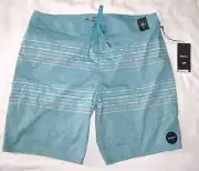 New RVCA Green Curren Caples Mid Length 19" Boardshorts Swim Shorts Mens Size 36