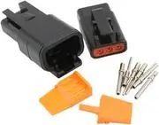Aeroflow Weathertight Dtm 3 Pin Black Connector Kit Deutsch Dtm Styl - AF49-9103