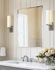 Artloge Frameless Rectangular Wall Mirror: Decorative Rectangle Mirrored Glass Vanity with Beveled Silver Edge for Bathroom Bedroom Livingroom Dining Room Entryway Hallway, 32 x 24 inch