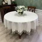 Round Table Cloth Lace Tablecloth Embroidered Flower Fabric Table Mat Dust Cover