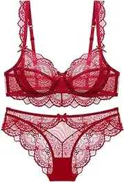 [Generic] Bed Set Twin Lace Women's Transparent Bra Large Chest Show Small Lace Sexy Underwear Bra Set Dozen Day Book 2