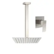 Brushed Nickel Square 8" Rain Shower Head + 300mm Brass Ceiling Dropper Arm Set