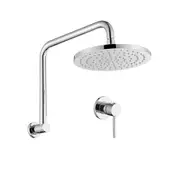 Decaura WELS Rain Head Set 9" Chrome Round Brass Gooseneck Shower Arm With Single Shower Mixer Taps
