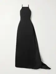 [Solace London] Solace London - Ulla Crepe And Draped Twill Gown - Black - UK 16 UK 16 Black