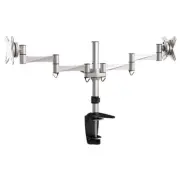 Brateck Dual Monitor Elegant Aluminium w/Arm&Desk Clamp Silver VESA75/100mm Up t