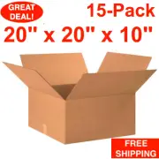 15-Pack 20" x 20" x 10" Cardboard Corrugated Shipping Boxes Moving Box Bundle