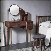 New Furniture Solid Wood Dressing Table with Storage Shelf Drawer Vanity Desk Modern Makeup Vanity Set with HD Mirror Bedroom Makeup Table Computer Desk