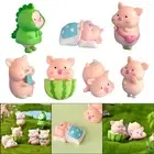 Whimsical Resin Pig Miniatures Perfect for Terrarium and Landscape Use