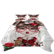 Cat Crazy Chloe Red Girl Coverlet