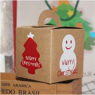 聖誕節紅白裝飾品牛皮紙手提方形禮物盒 包裝盒【BlueCat】【XM0043】