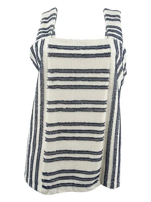 Vince Camuto Women's Fringe-Striped Top (M, Black Iris)