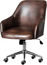 Generic Chairs,Swivel Desk Chair 360° Swivel Office Chair Height Adjustable Computer Desk Chair with Lumbar Support & Armrest/Coffee/60-67Cm