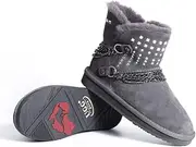 [UGG NOCK] Womens Boots Ladies Mini Crystal Chain Winter Snow Boots Water Resistant Australian Sheepskin Wool