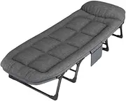 Adjustable Folding Bed with Mattress, Camping Cot with Cushion and Pillow, Lightweight Sleeping Cot Outdoor Camping Bed for Camp, Travel, Beach, Patio, Office, Home Naps