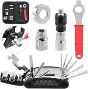 Swpeet 6Pcs Bicycle Repair Tool Kit, Bike Multi Tool, Includes Bike Spoke Wrench, Bike Crank Extractor, 16mm Spanner Wrench, Bottom Bracket Removal, 16 in 1 Bike Multitool, Portable Bag