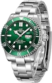 [PASOY] Men Automatic Mechanical Luminous Dial Rotatable Bezel Sapphire Glass Silver Steel Week Day Watches