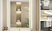 LED Bathroom Mirror, 20x28 Inch Frontlit & Backlit Gold Framed Lighted