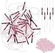 TIXIPEM Slip Bobber Stops for Fishing [100PCS] - Float Bobber Stopper Knots Nylon String with Beads Use for Streams & Lake & River Fishing - [Pink] for Fishing Line Tackle