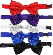 [Baluue] 5PCS Sequin Bow Tie for Men and Women Sparkly Costume Accessories Red Purple Blue Black for Parties Weddings and Celebrations