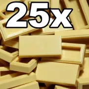 NEW LEGO - TILES - 1 x 2 - Tan tile x 25 - 1x2 smooth flat tiled