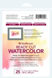 Strathmore 140-305 500 Series Ready Cut Watercolor Paper, 140 Lb. Hot Press, 5"X
