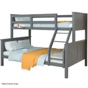 Slumber Triple Wooden Single Over Double Bunk Bed Frame Kids Convertible Design Grey Single Bed Frames