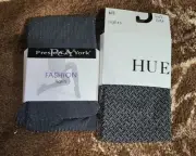 NWT Preston & York + Hue Grey Gray Tights LOT S/M A/B W Shimmery Pattern New