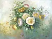 Flower Tile Backsplash Ceramic Mural Taite Poppy Floral Art POV-FPT003